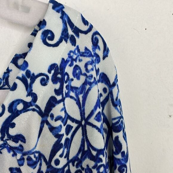 Chico’s TRAVELERS CLASSIC Off-The-Shoulder Top paisley Blue & White size L - Picture 8 of 16